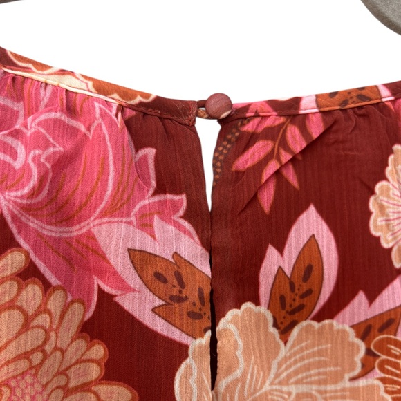 Collective Concepts Women’s M Chiffon Floral Red & Orange Multicolor Dress NWT - Picture 9 of 12